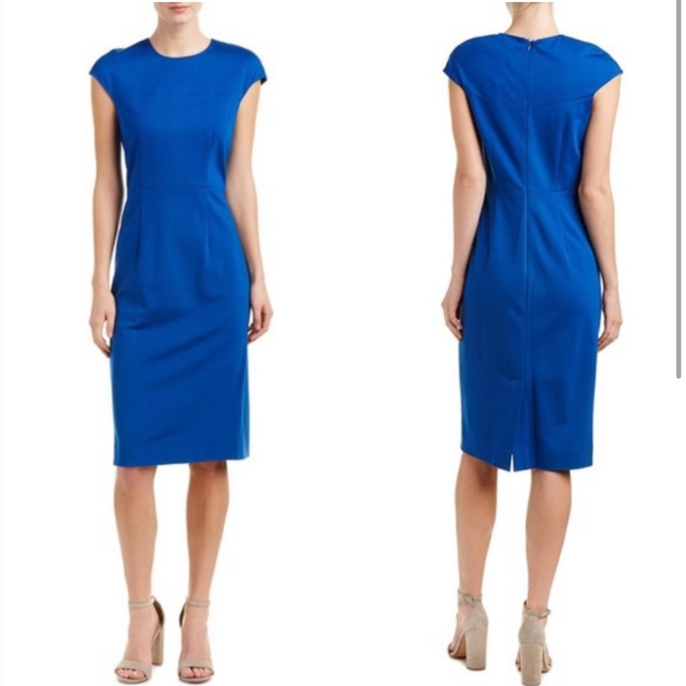 Diane Von Furstenburg Hadlie Blue Sheath Dress Cap Sleeves Size 10 NWT